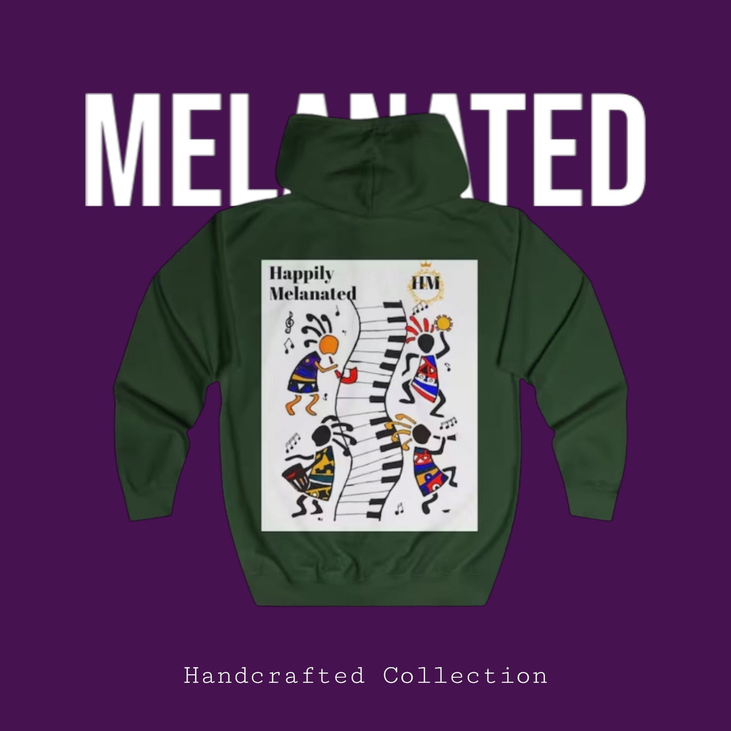 Ethnic Music Cartoon Art Unisex Full Zip Hoodie, Hand Drawn Hooded Sweatshirt for Music Lovers, Zip Up Jacket, Festival Wear, Musician Gift,