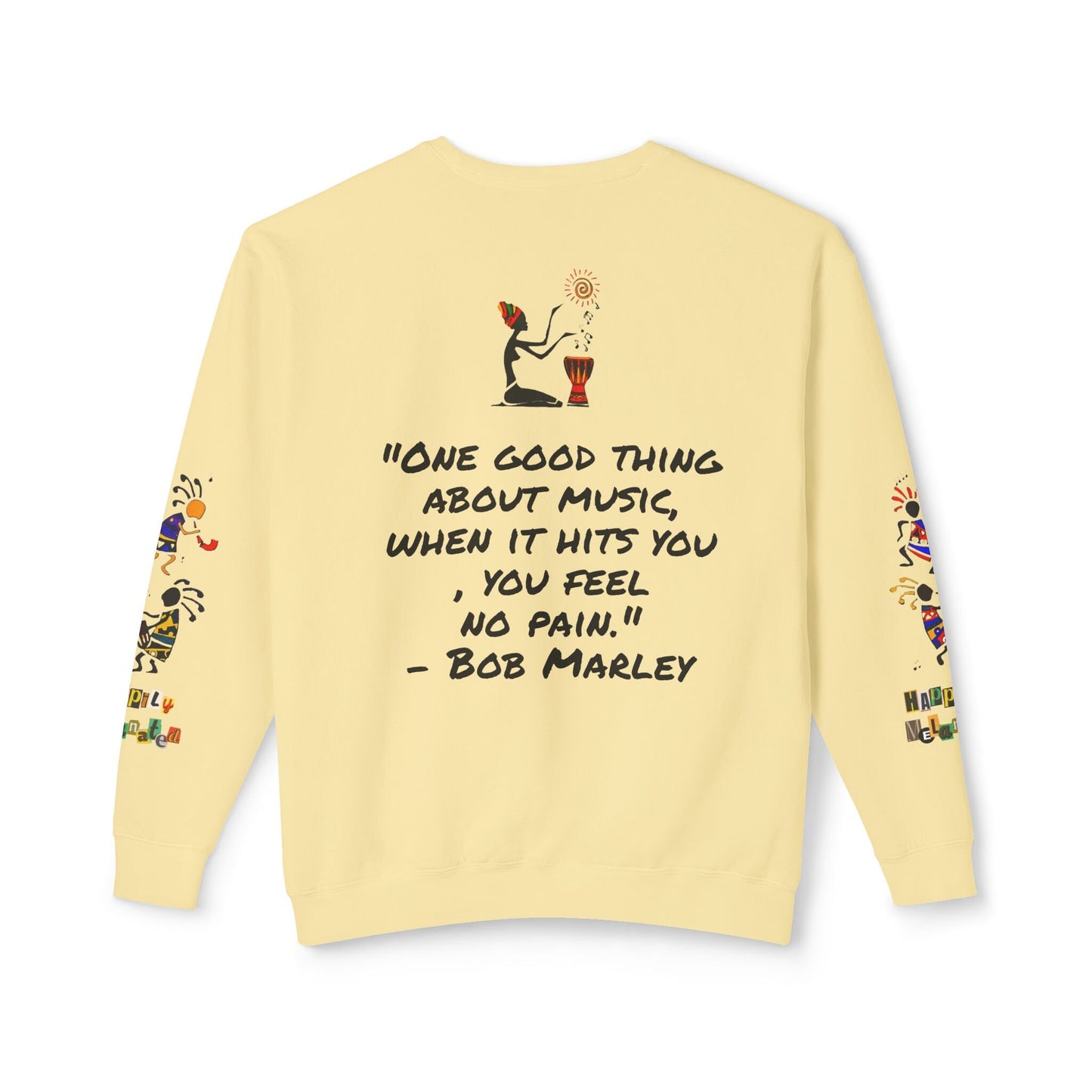 Hand-Drawn Afro Music Graphic Sweatshirt - Unisex Lightweight Crewneck