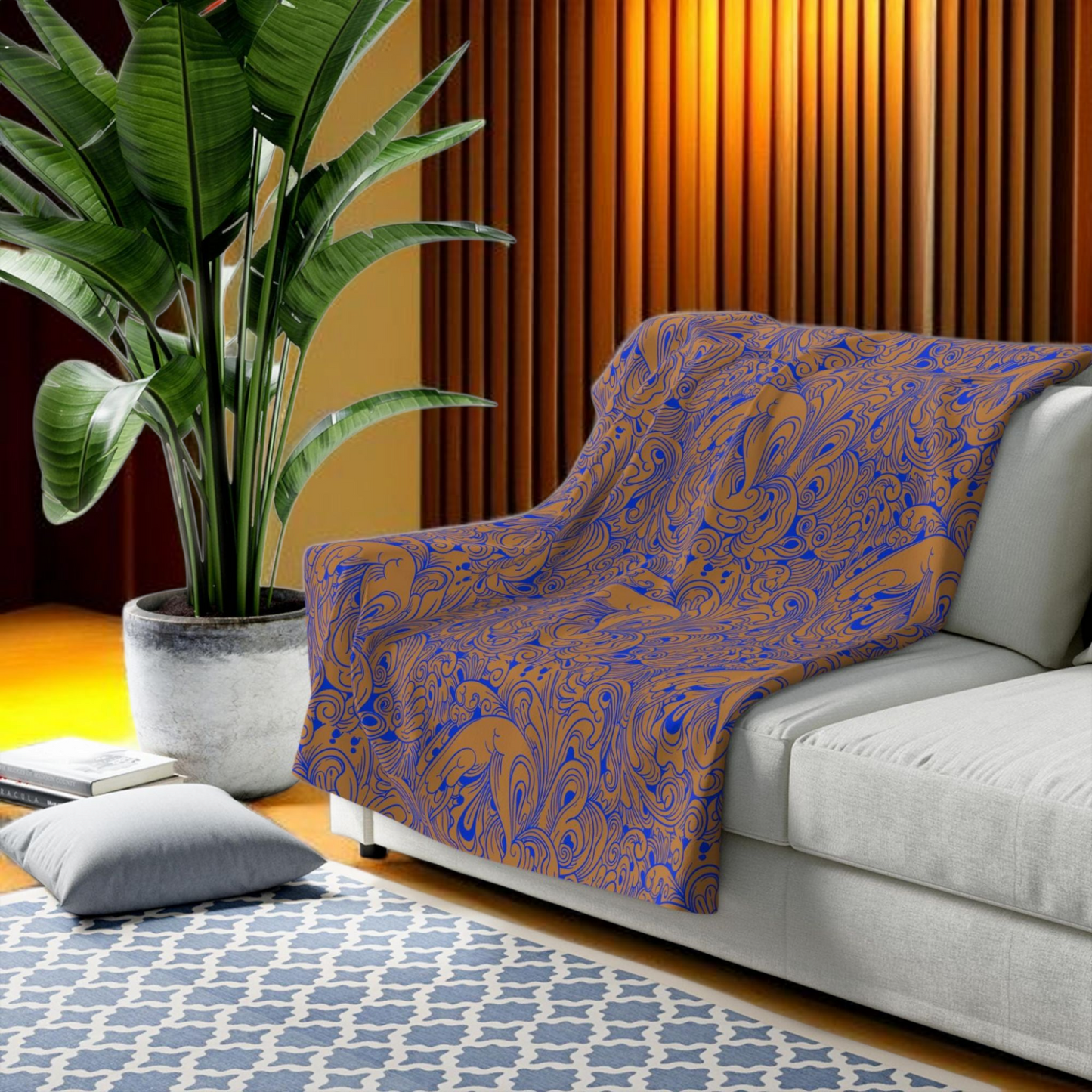 Cozy Floral Sherpa Fleece Blanket - Warm Plush Throw, Floral Pattern, Snuggle Blanket