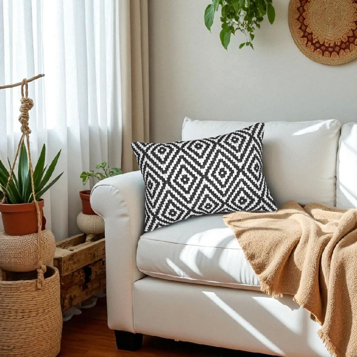 Tribal Spun Polyester Pillow, Decorative Cushion, Boho Throw Pillow, Aztec Pillow Cover