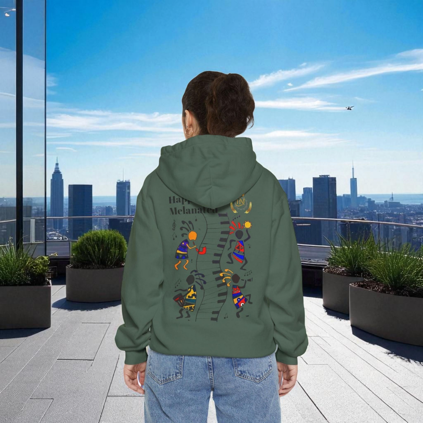 Afro Music Cartoon Unisex Hoodie, Hand Drawn Graphic Sweatshirt, Music Lover Gift