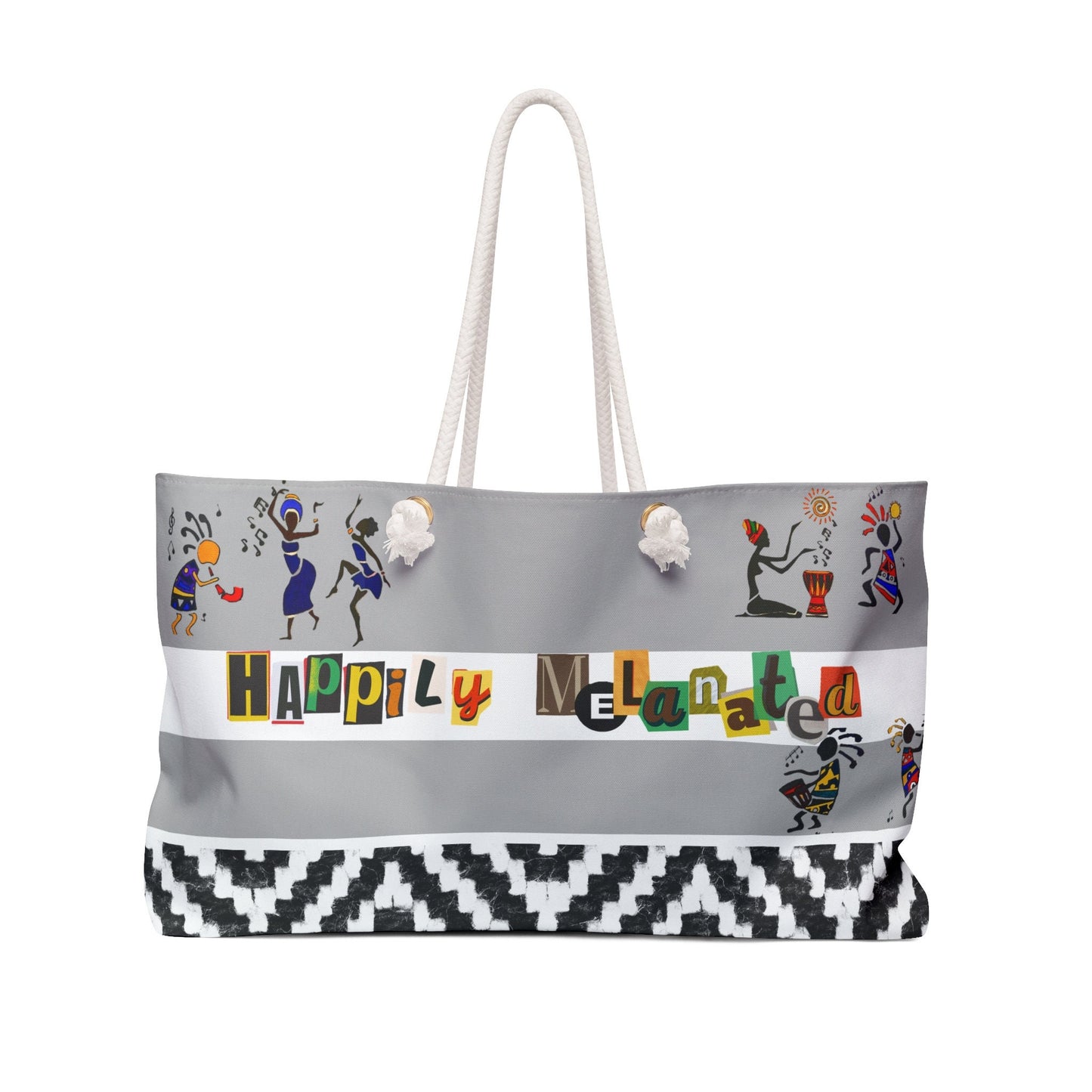 Ethnic Music Art Weekender Bag - Oversized, Durable Tote with Rope Handles for Beach