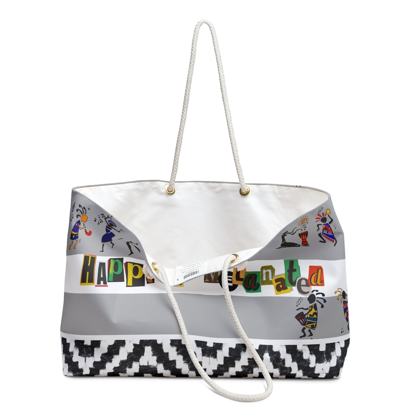 Ethnic Music Art Weekender Bag - Oversized, Durable Tote with Rope Handles for Beach