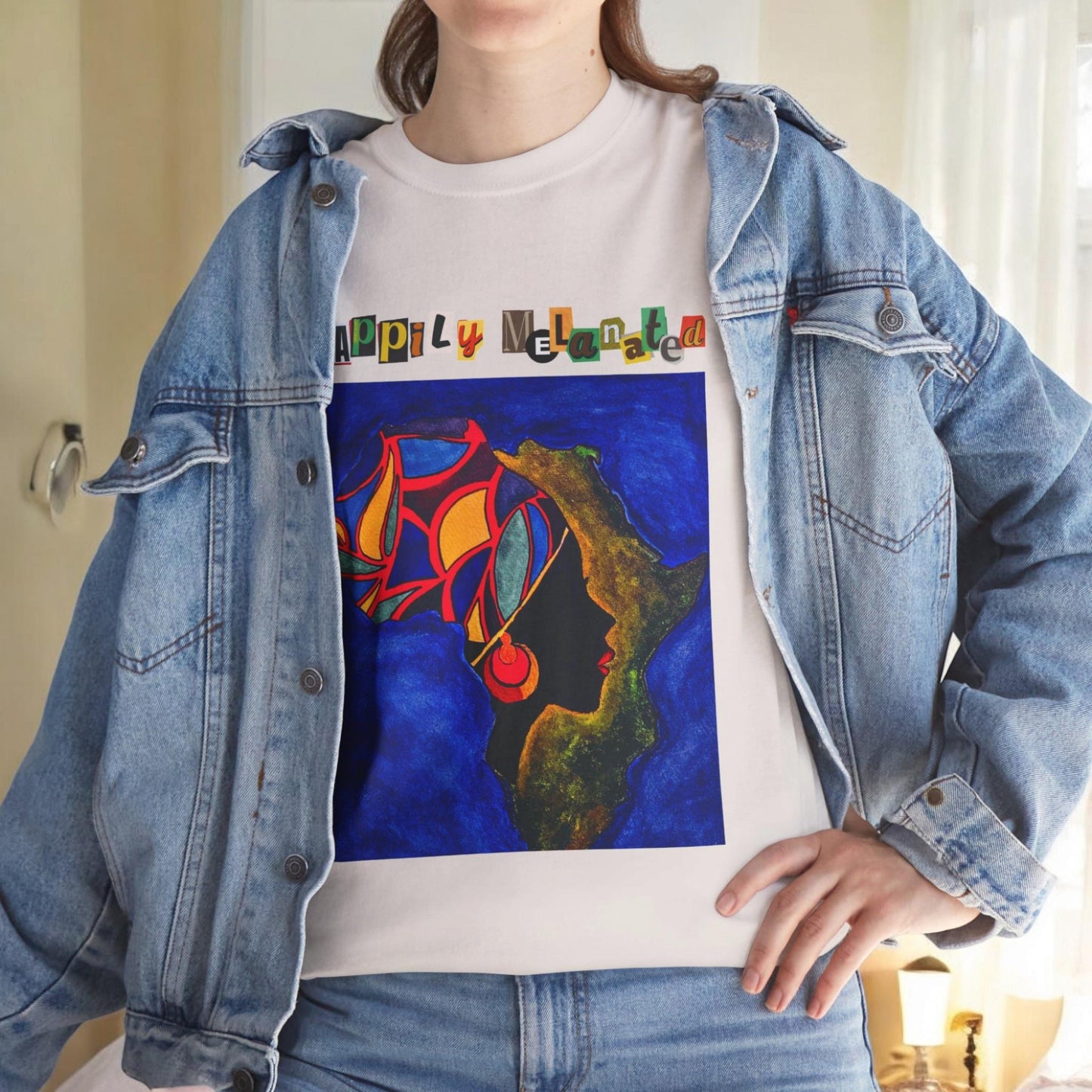 African Continent Graphic Tee, Unisex Heavy Cotton T-Shirt, Handcrafted Ethnic Design Shirt