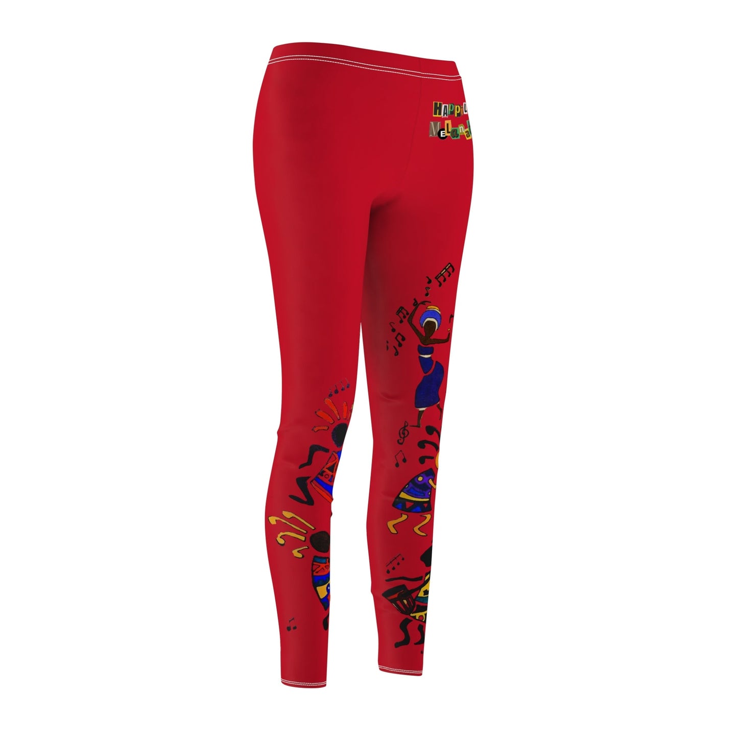 Afro Music Art Women's Leggings, Handcrafted African Print Pants, Ethnic Tribal Dance Tights