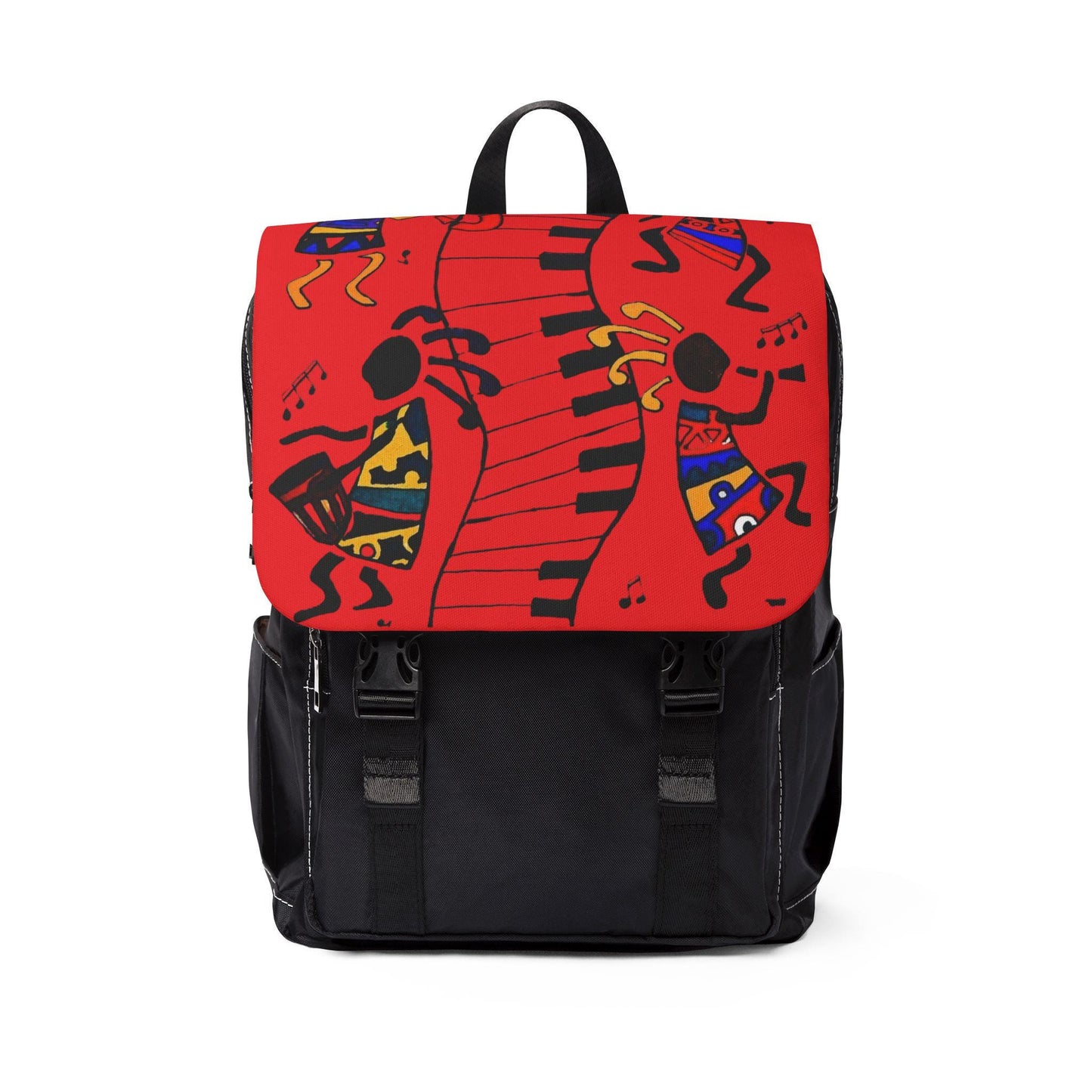 Afro Music Cartoon Backpack, Handcrafted Unisex Shoulder Bag for Casual Use