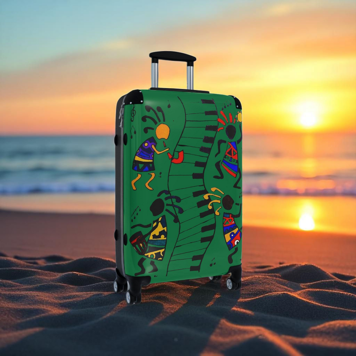 Afro Music Cartoon Suitcase, Handcrafted Luggage Bag, Traveler Gift, Unique Travel Case