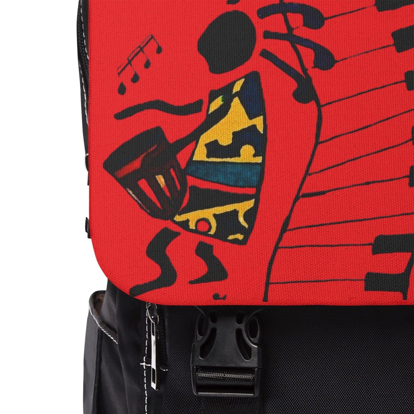 Afro Music Cartoon Backpack, Handcrafted Unisex Shoulder Bag for Casual Use