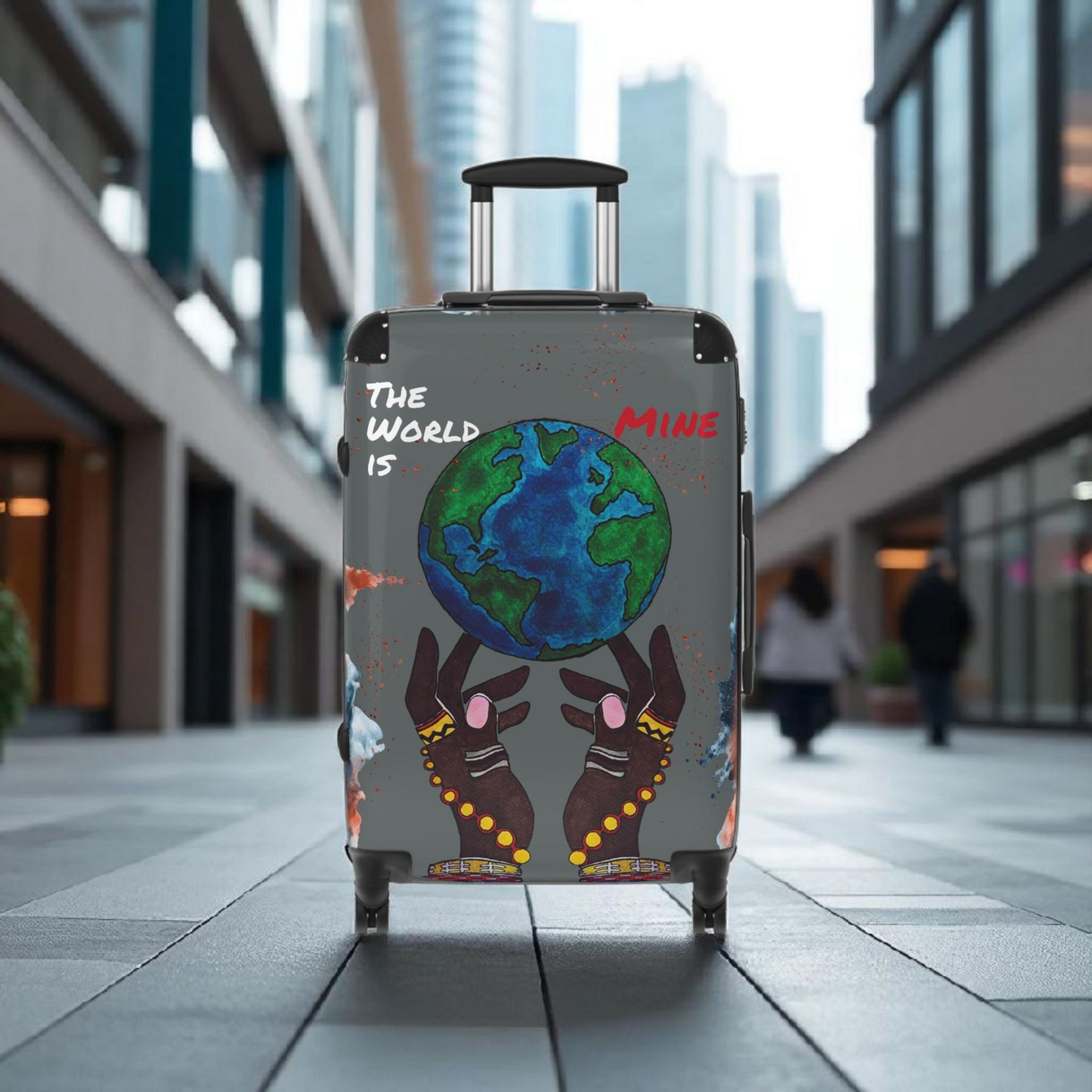 Handcrafted Afro Galactic Art Suitcase, Travel Luggage, African Inspired Carry-On Bag