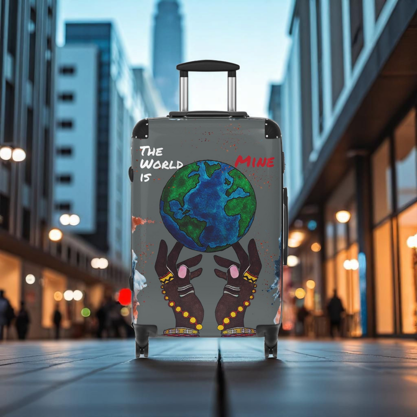 Handcrafted Afro Galactic Art Suitcase, Travel Luggage, African Inspired Carry-On Bag