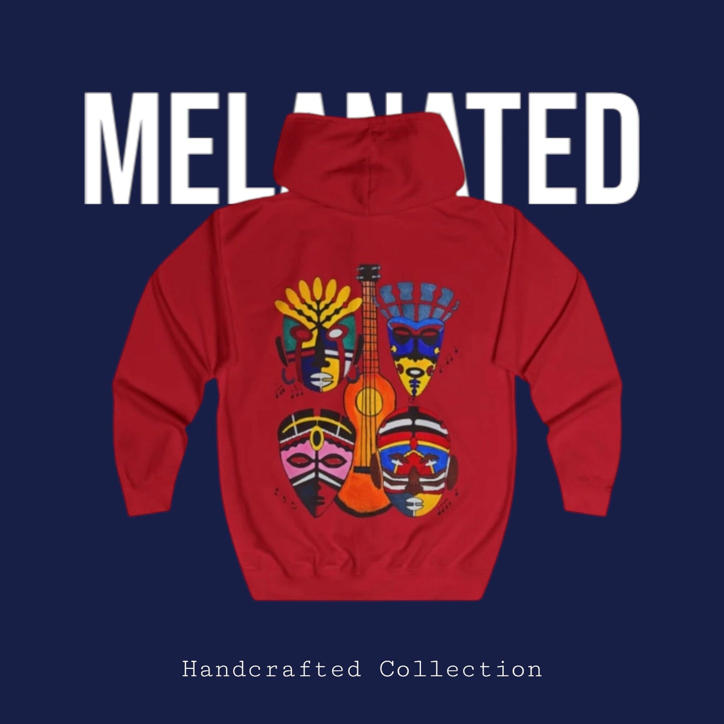 Unisex Graphic Hoodie with Hand Drawn Singing Tribal Mask Art , Trendy Casual Wear