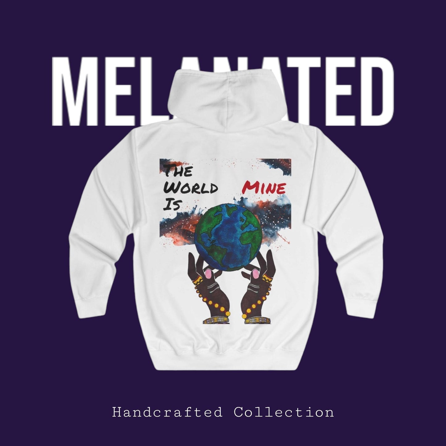 Galaxy Full Zip Unisex Hoodie, Space Nebula Zip-Up Jacket, Celestial Handcrafted Hoodie