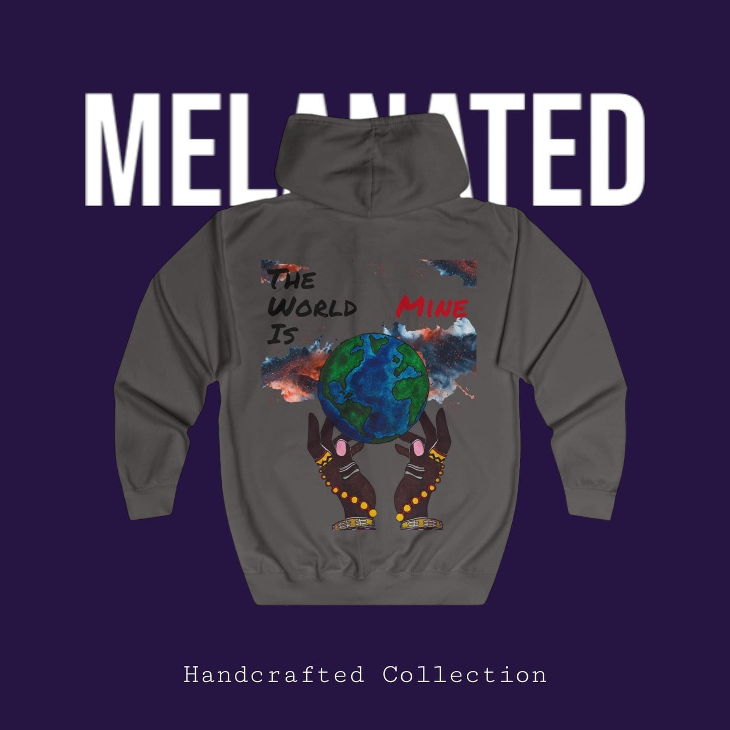 Galaxy Full Zip Unisex Hoodie, Space Nebula Zip-Up Jacket, Celestial Handcrafted Hoodie