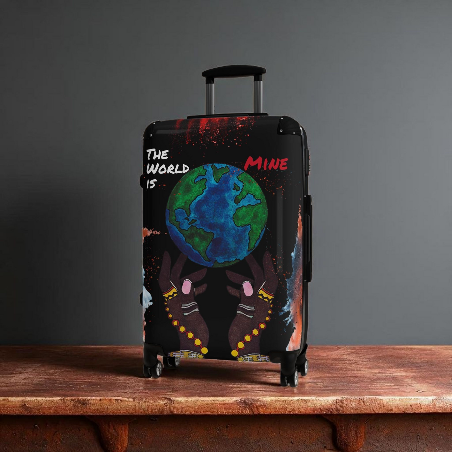 Handcrafted Afro Galactic Art Suitcase, Travel Luggage, African Inspired Carry-On Bag