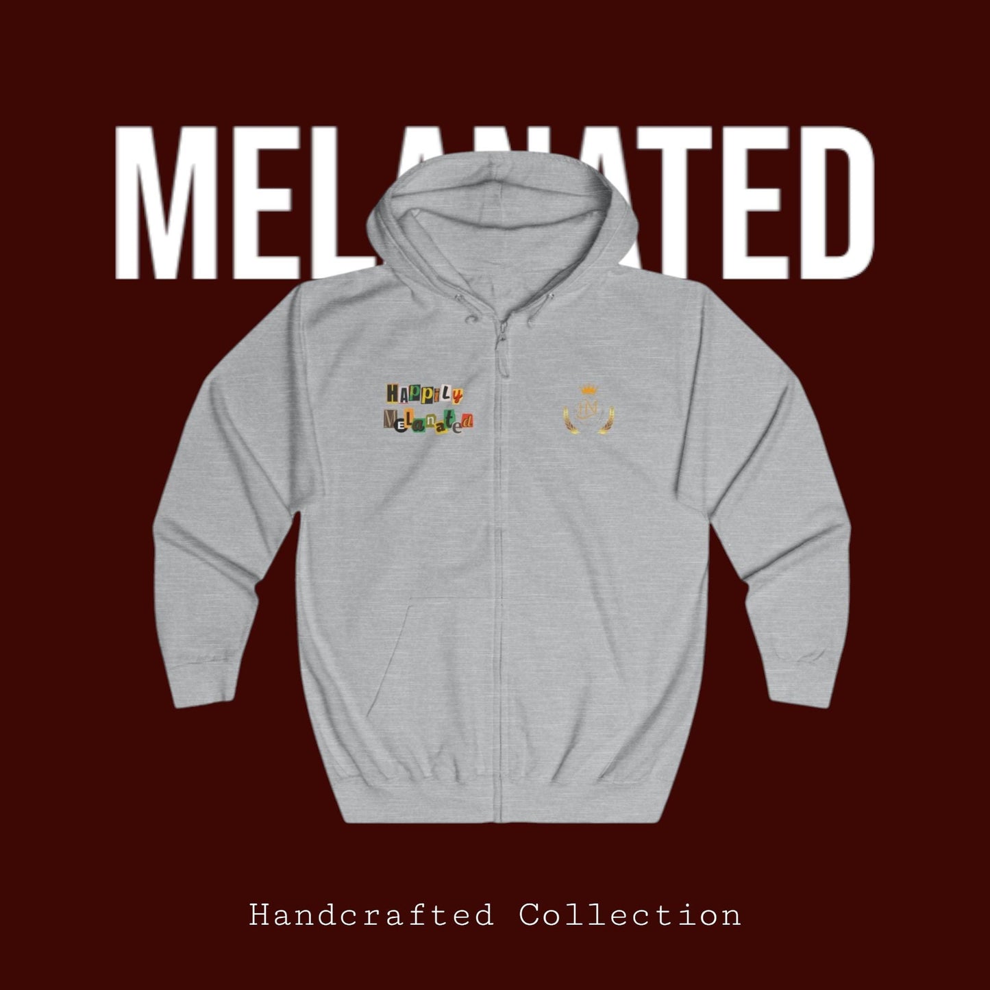 Hand-Drawn Afro Music Graphic Full Zip Hoodie, Unisex Streetwear for All