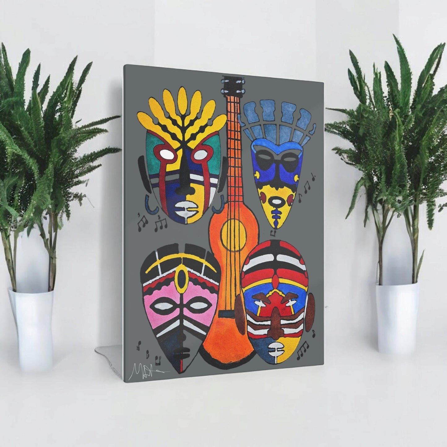 Tribal Mask Acrylic Prints, Wall Art Decor, Native American Artwork, Home Office Decor