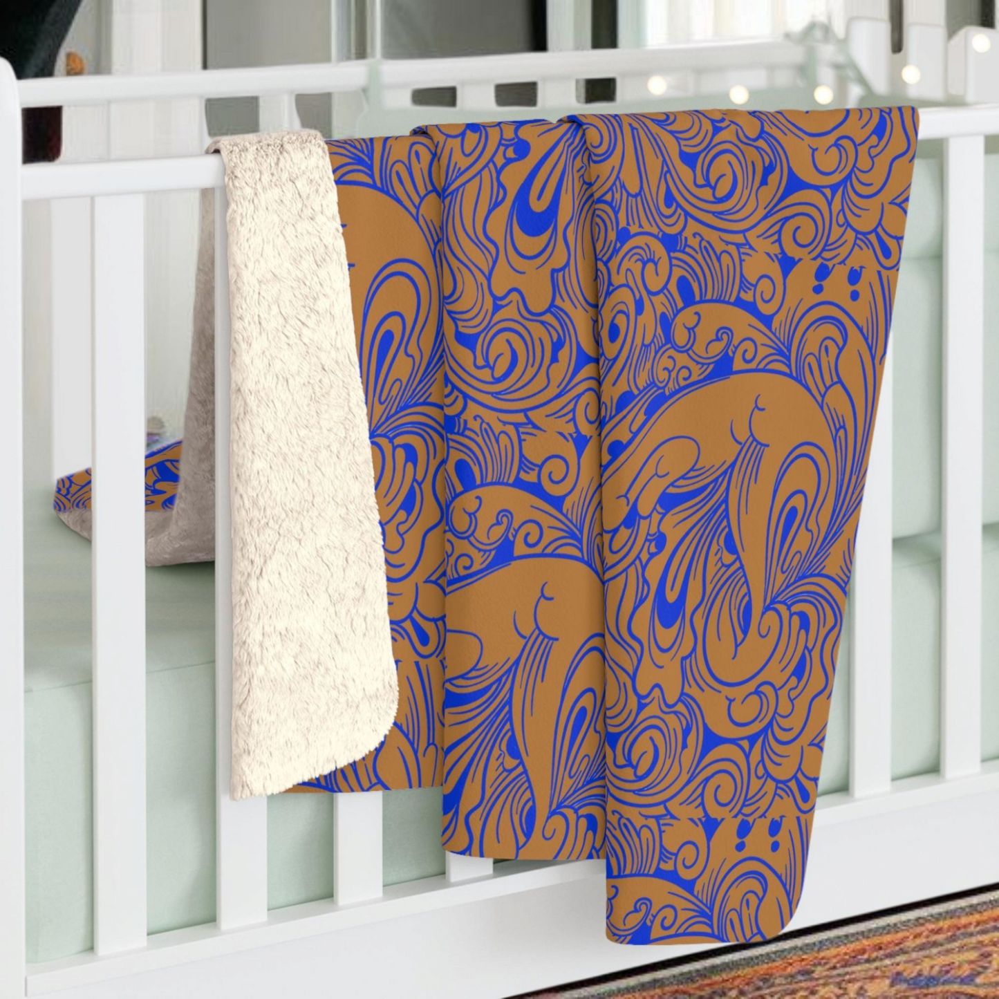Cozy Floral Sherpa Fleece Blanket - Warm Plush Throw, Floral Pattern, Snuggle Blanket