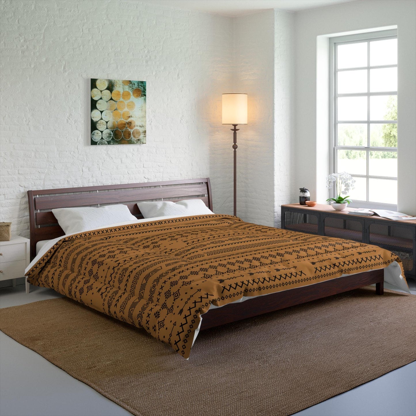 Boho Comforter, Aztec Pattern Bedding, Cozy Home Decor, Tribal Print Duvet