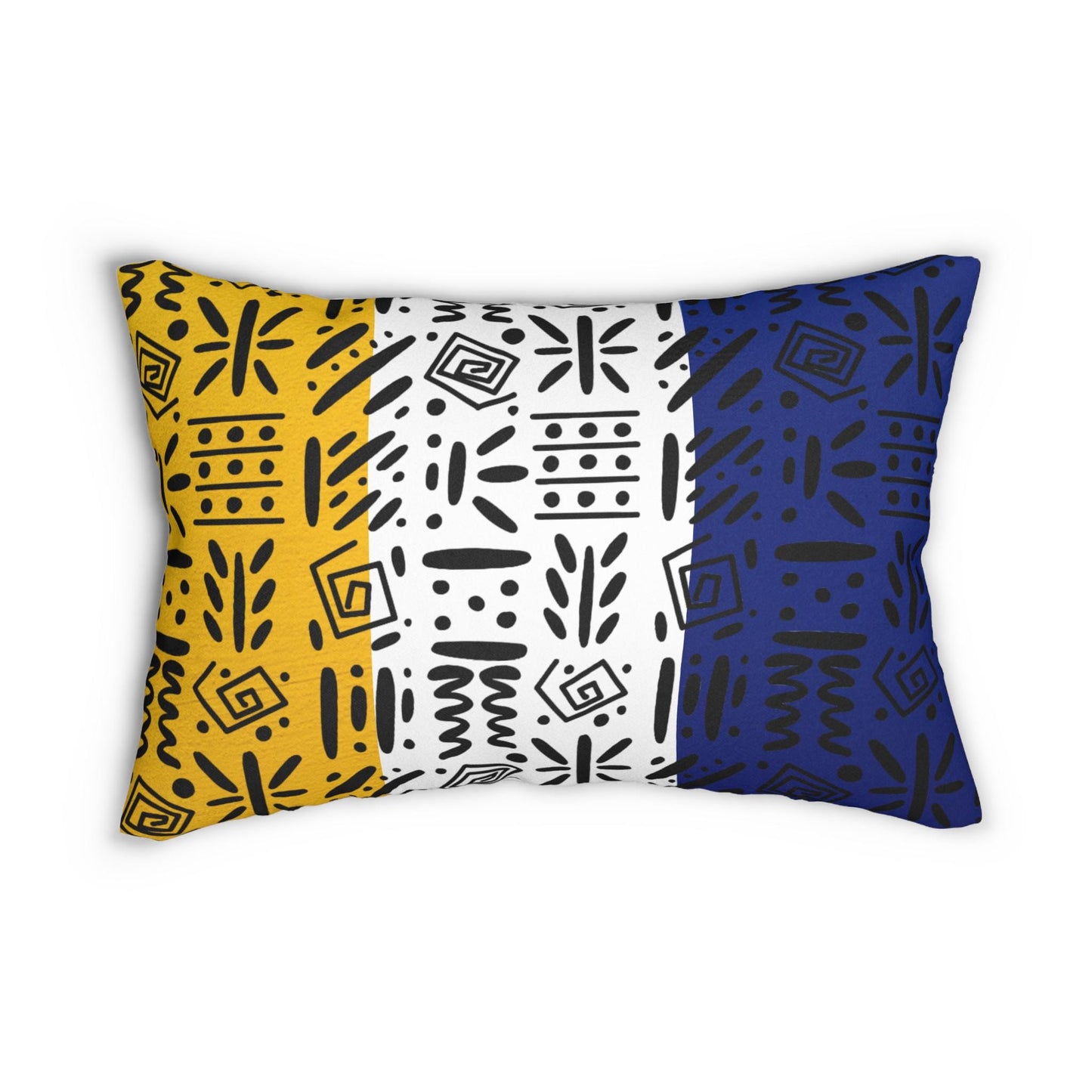 Boho Spun Polyester Lumbar Pillow with Tribal Pattern Water-resistant Hidden Zipper