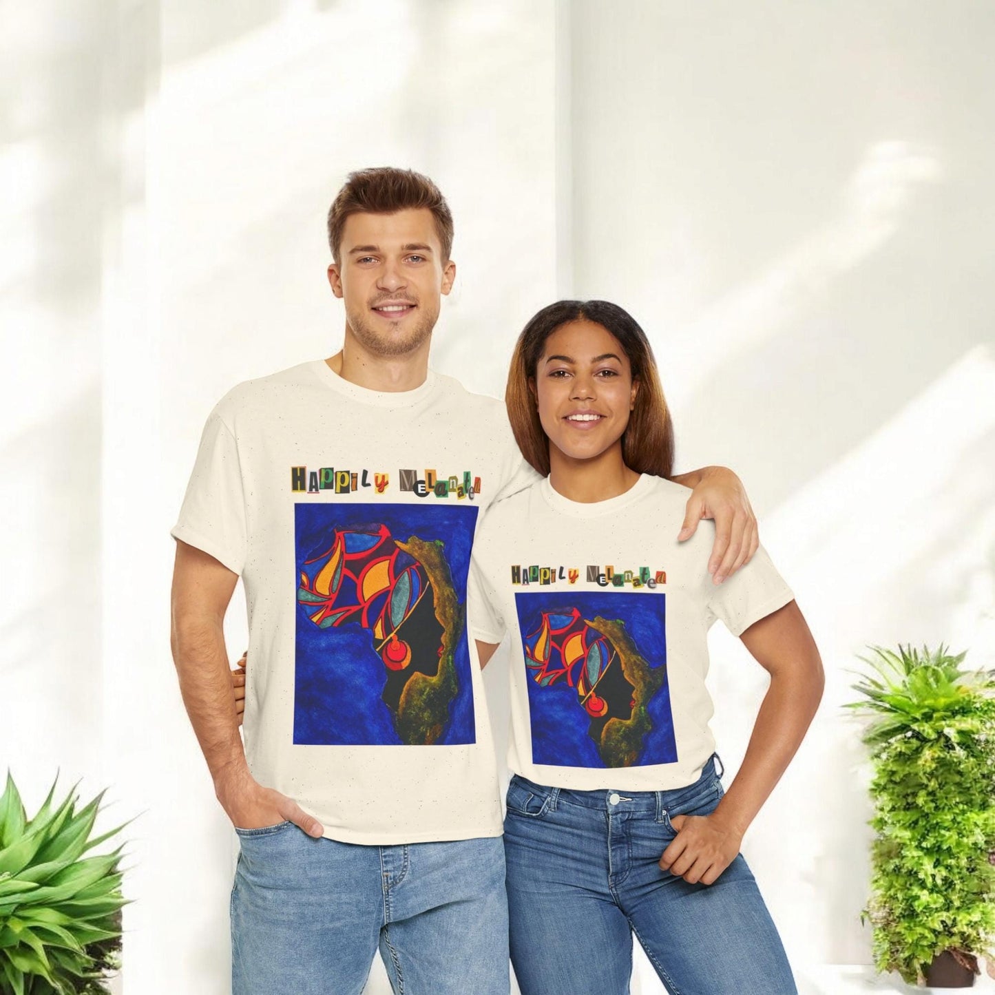 African Continent Graphic Tee, Unisex Heavy Cotton T-Shirt, Handcrafted Ethnic Design Shirt