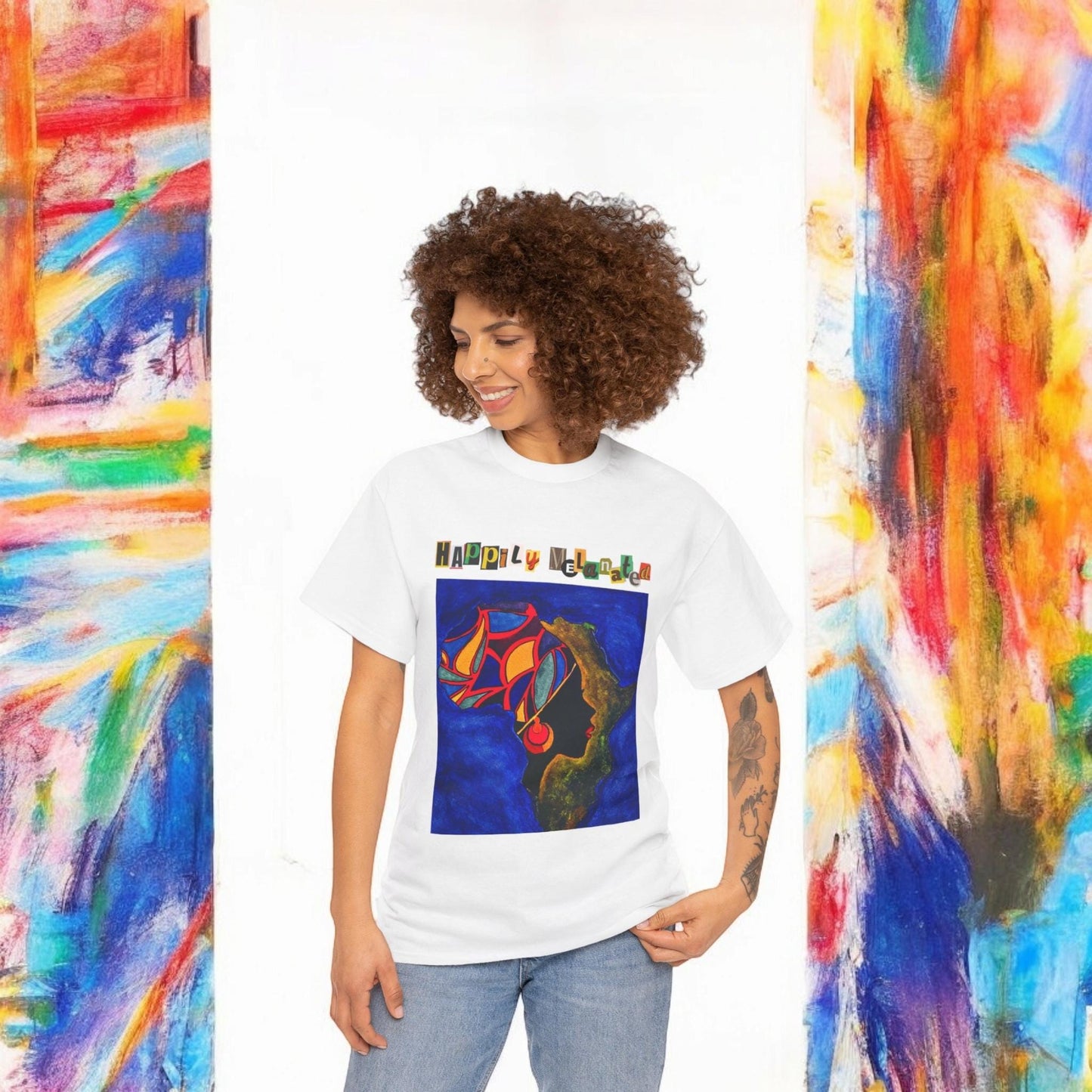 African Continent Graphic Tee, Unisex Heavy Cotton T-Shirt, Handcrafted Ethnic Design Shirt
