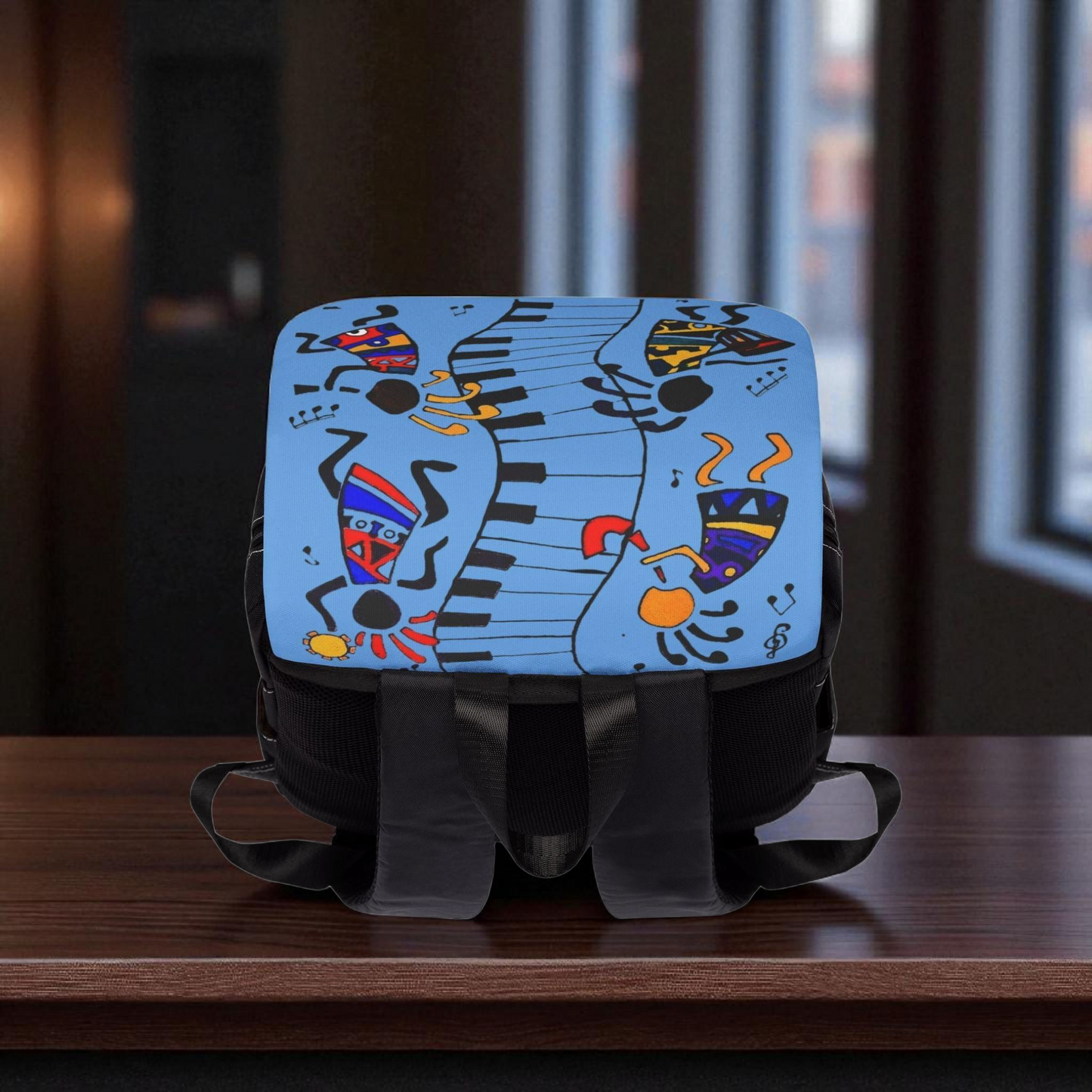 Afro Music Cartoon Backpack, Handcrafted Unisex Shoulder Bag for Casual Use