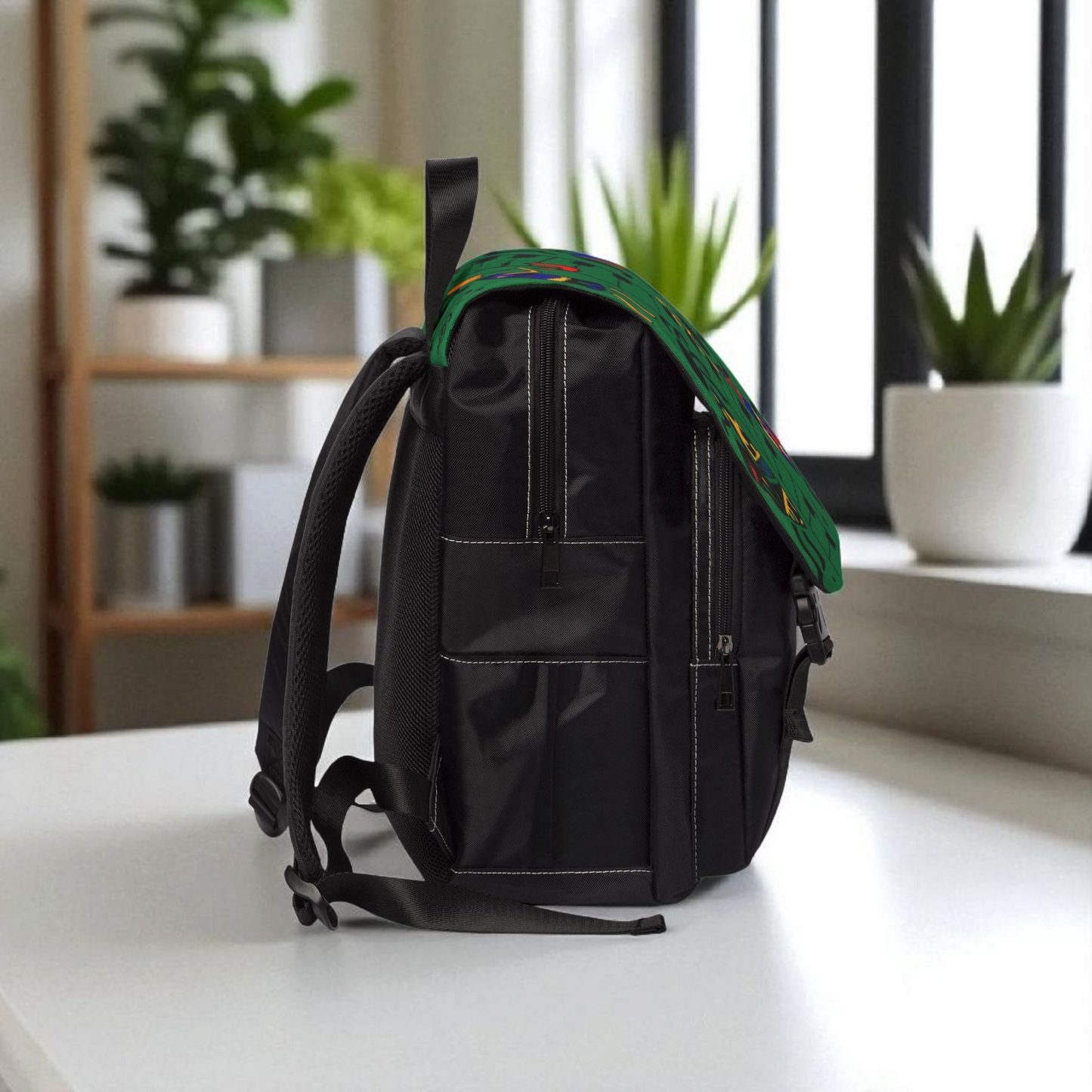 Afro Music Cartoon Backpack, Handcrafted Unisex Shoulder Bag for Casual Use