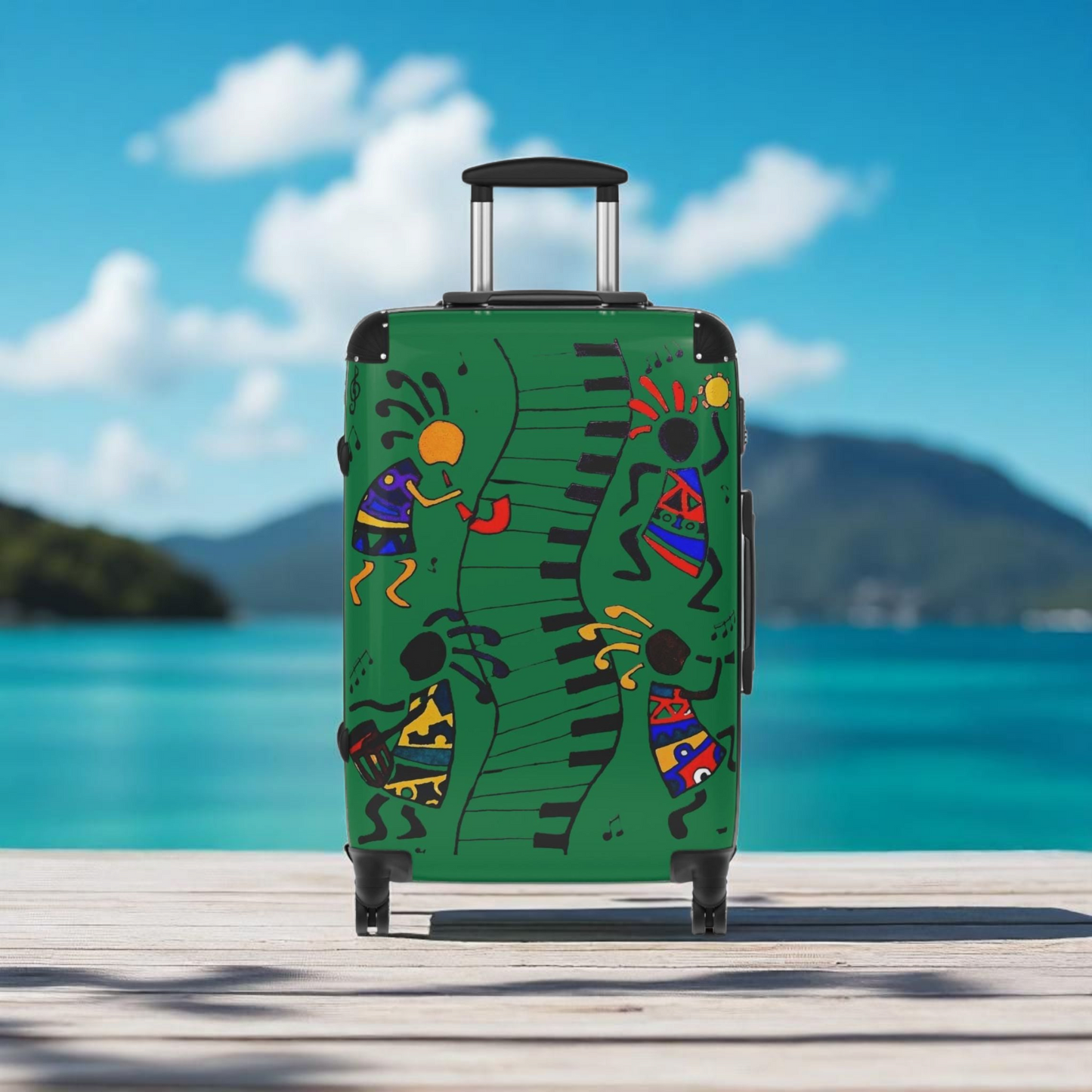 Afro Music Cartoon Suitcase, Handcrafted Luggage Bag, Traveler Gift, Unique Travel Case