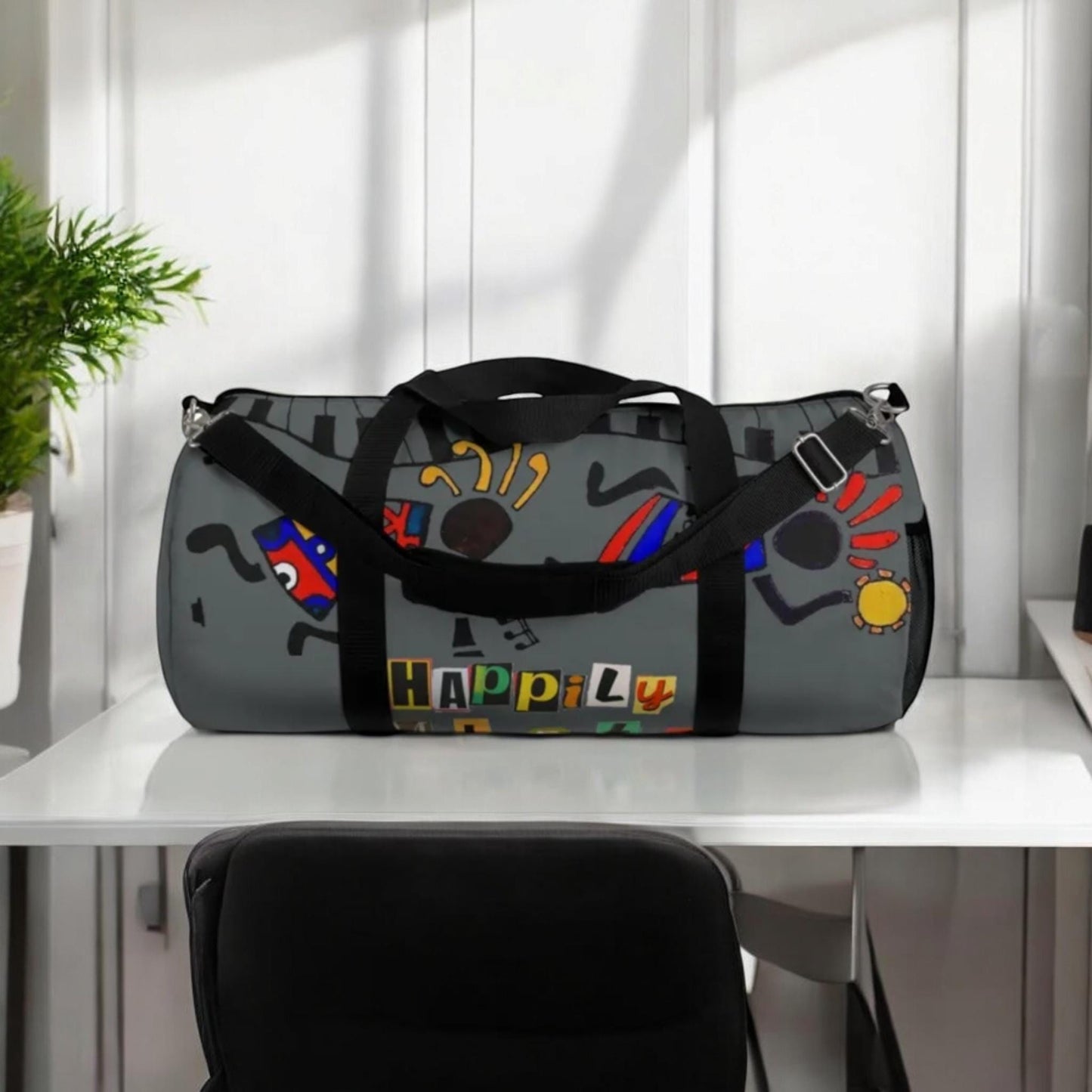 Afro Music Cartoon Piano Art Handcrafted Duffel Bag - Musician Gift, Travel Bag, Music Lover Gym Bag