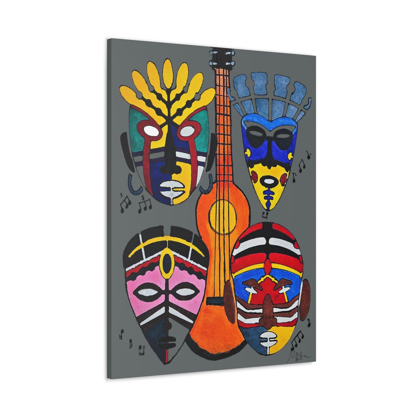 Canvas Wall Art, Tribal Mask Painting, Singing Mask Home Decor