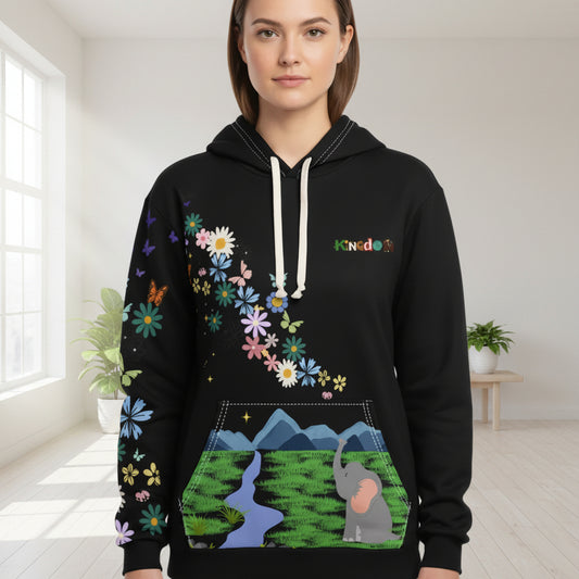 Elephant Floral Unisex Pullover Hoodie, Graphic Sweatshirt, Animal Lover Gift