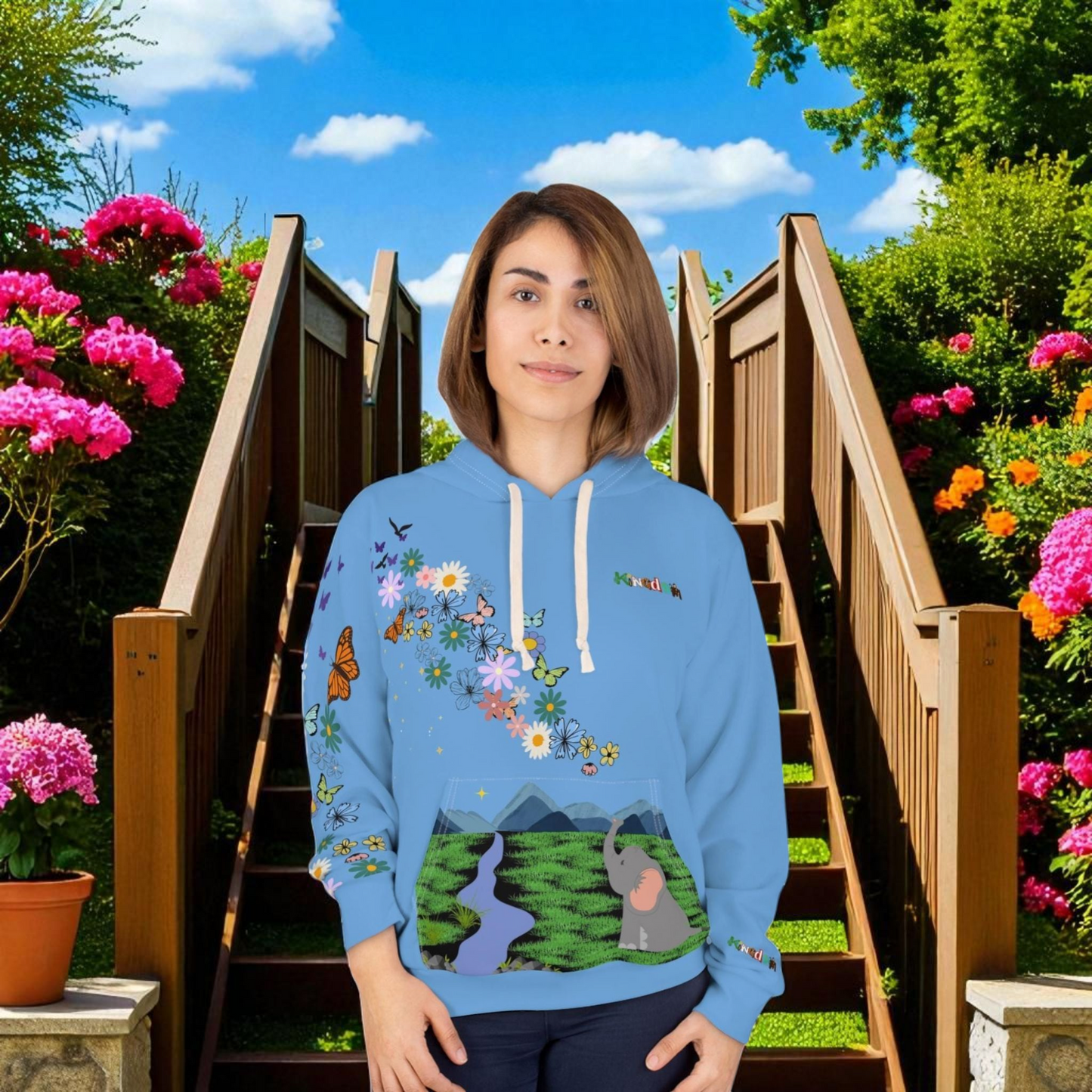 Elephant Floral Unisex Pullover Hoodie, Graphic Sweatshirt, Animal Lover Gift