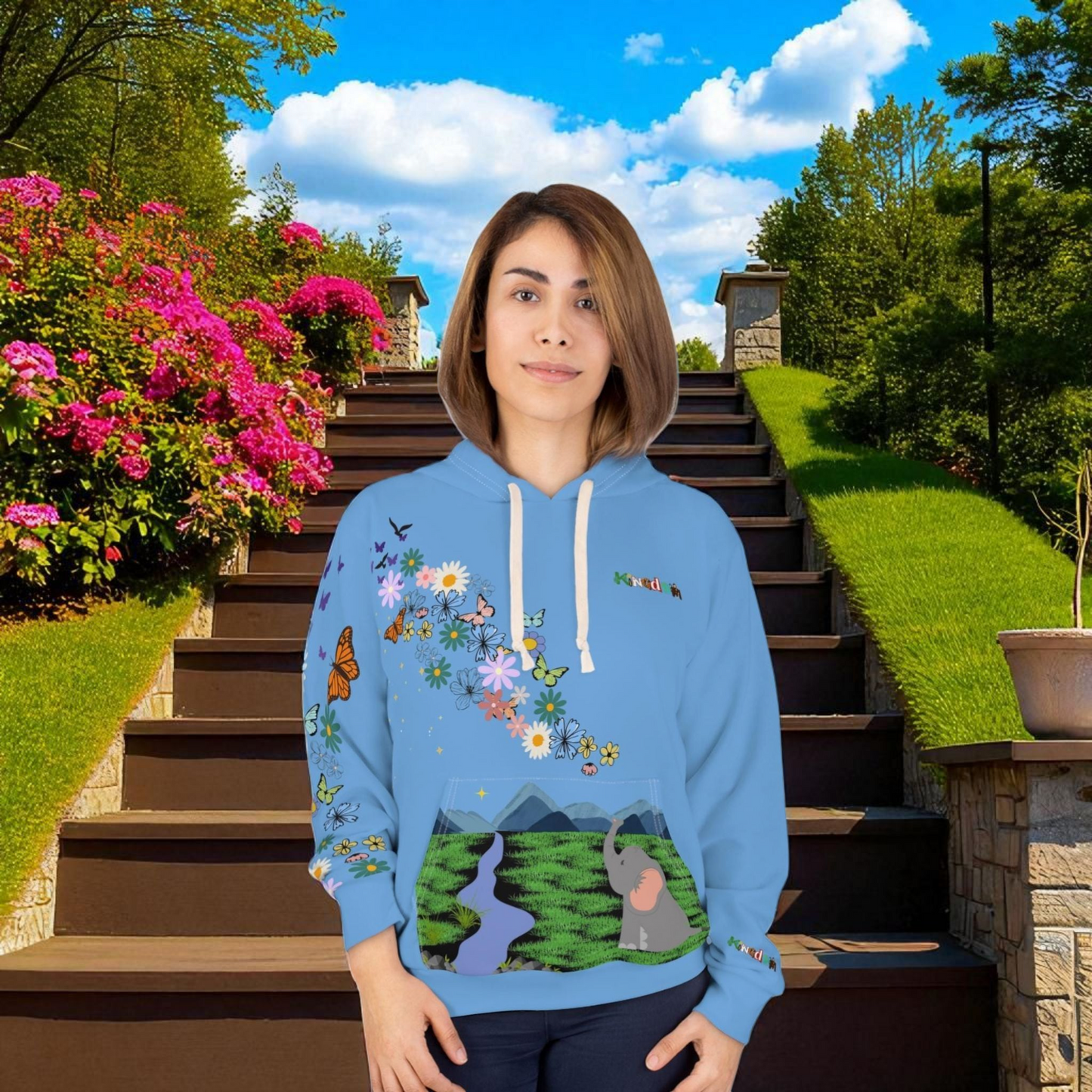 Elephant Floral Unisex Pullover Hoodie, Graphic Sweatshirt, Animal Lover Gift
