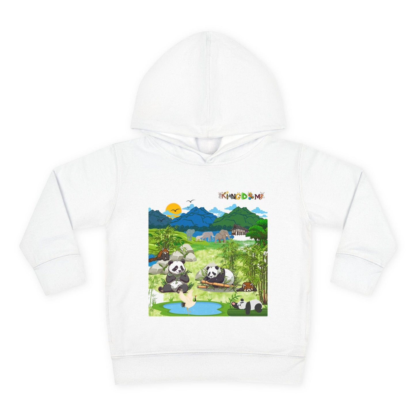 Graphic Panda Elephants Toddler Hoodie, Wildlife Theme, Kids Fleece Pullover