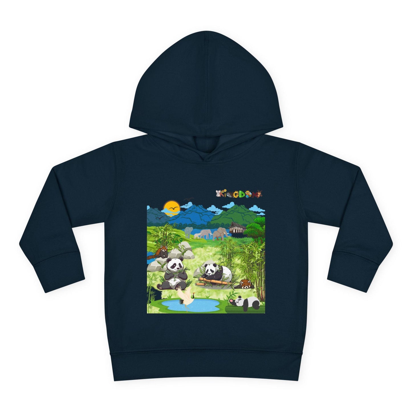 Graphic Panda Elephants Toddler Hoodie, Wildlife Theme, Kids Fleece Pullover
