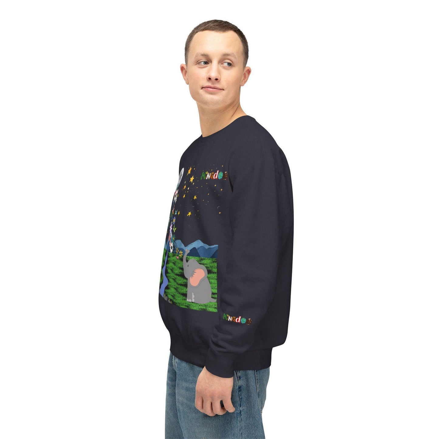 Nature Inspired Elephant Floral Unisex Sweatshirt, Wildlife Graphic Crewneck Sweater