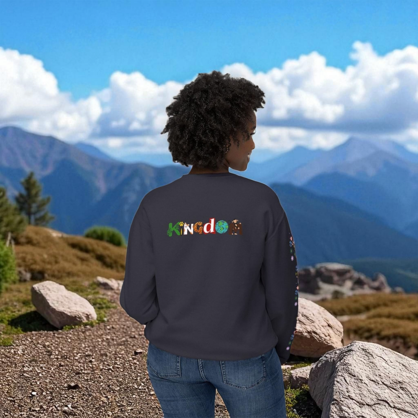 Nature Inspired Elephant Floral Unisex Sweatshirt, Wildlife Graphic Crewneck Sweater