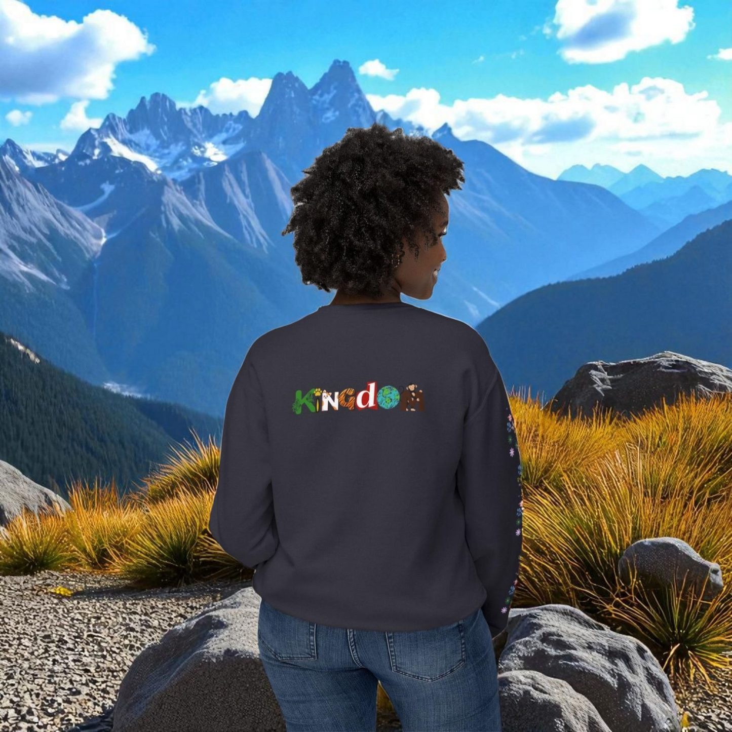 Nature Inspired Elephant Floral Unisex Sweatshirt, Wildlife Graphic Crewneck Sweater