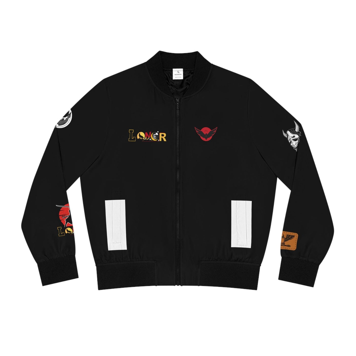 Dragon Graphic Women's Bomber Jacket, Mythical All Over Design, Zip Up Outerwear