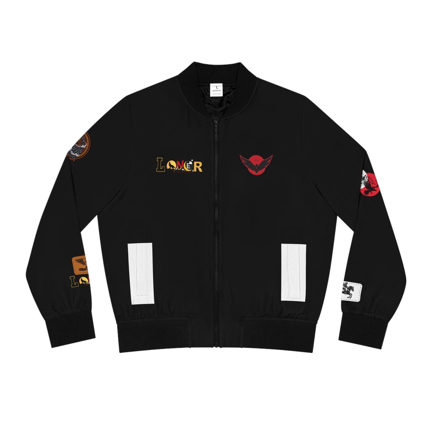 Wolf Themed Women's Bomber Jacket, Illusion Art Graphic Outerwear