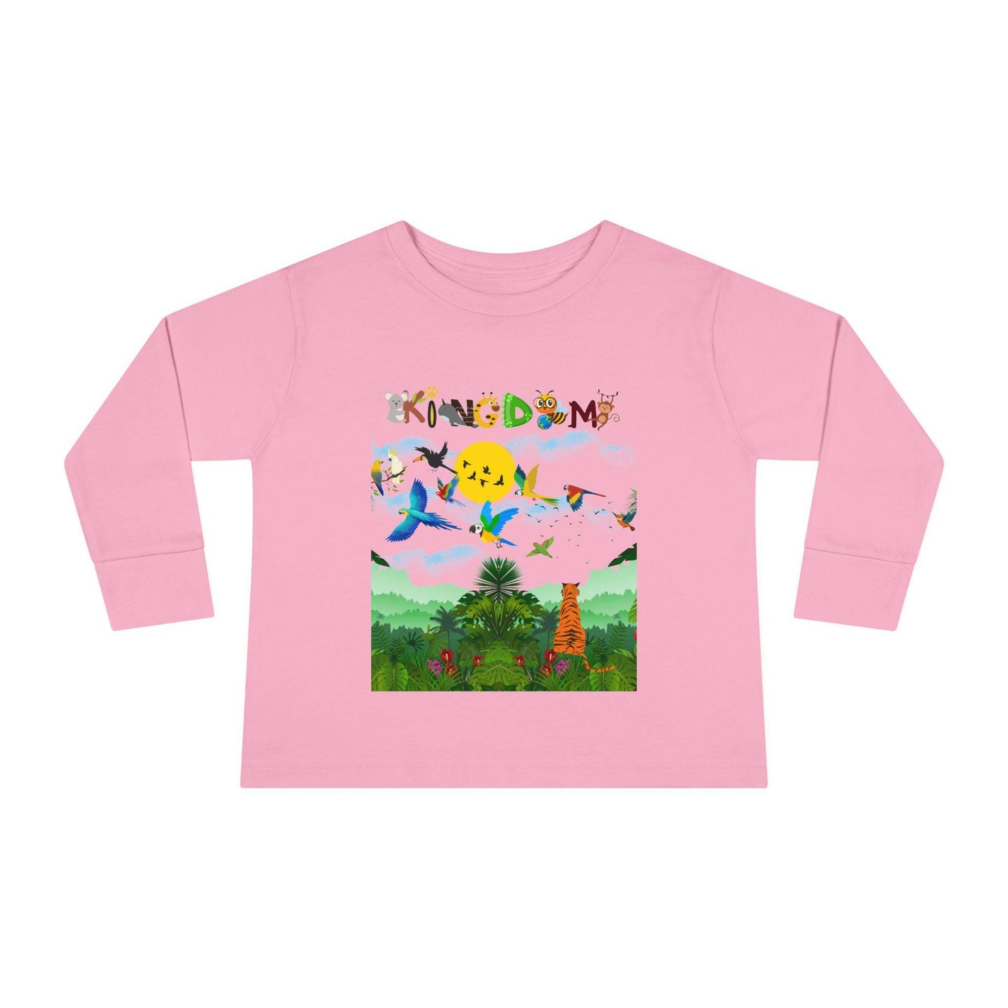 Jungle Safari Toddler Long Sleeve Tee, Wild Animals Graphic Shirt, Kids Nature Theme Top