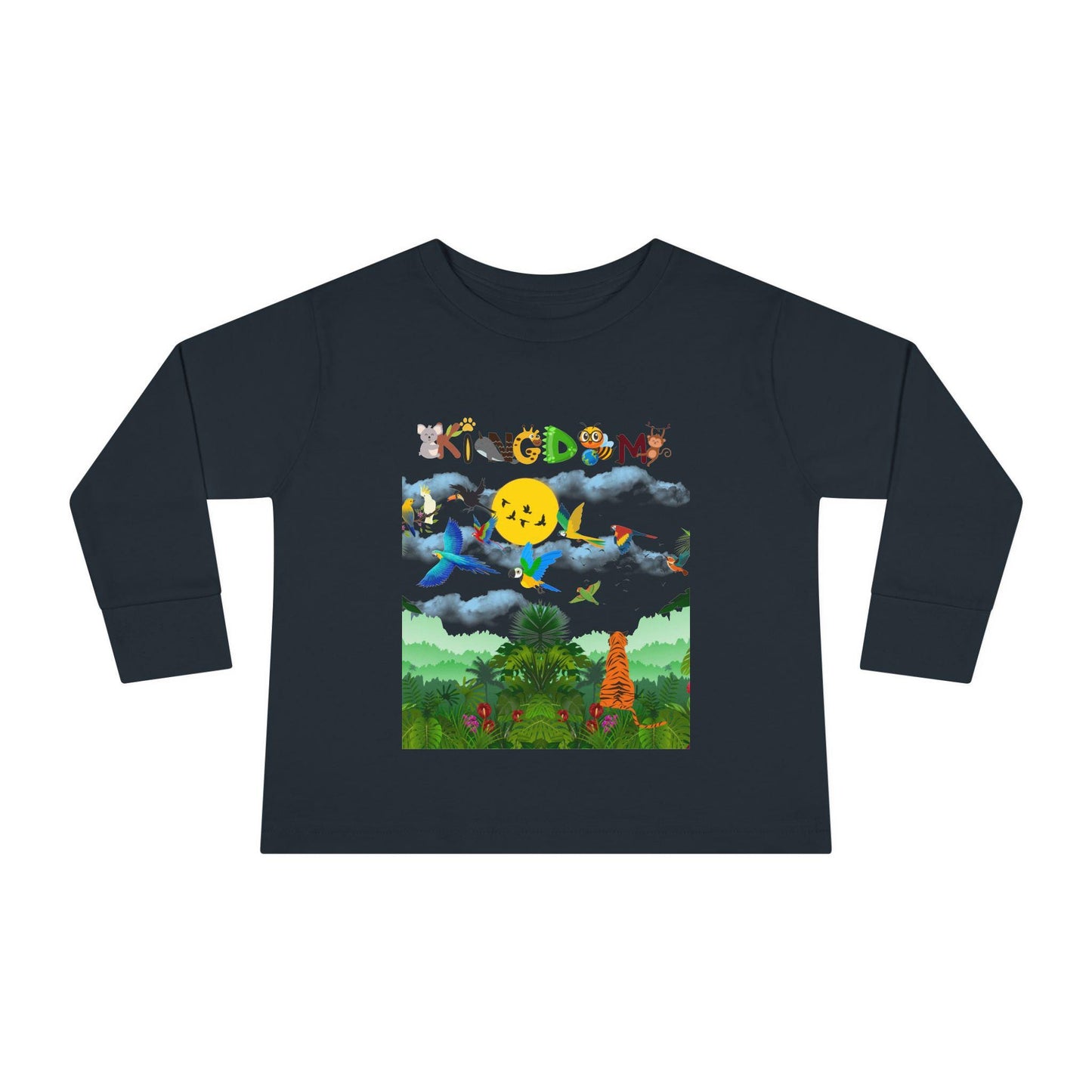 Jungle Safari Toddler Long Sleeve Tee, Wild Animals Graphic Shirt, Kids Nature Theme Top