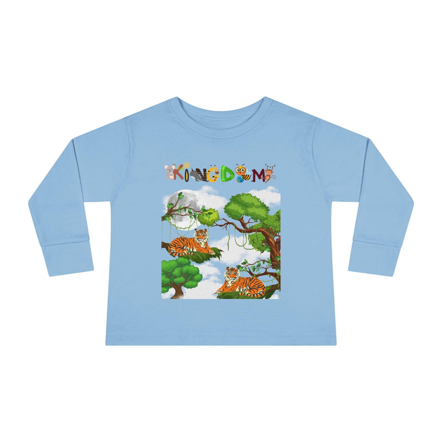 Toddler Long Sleeve Tee, Jungle Animals Nature Theme Tiger Graphic Art Shirt