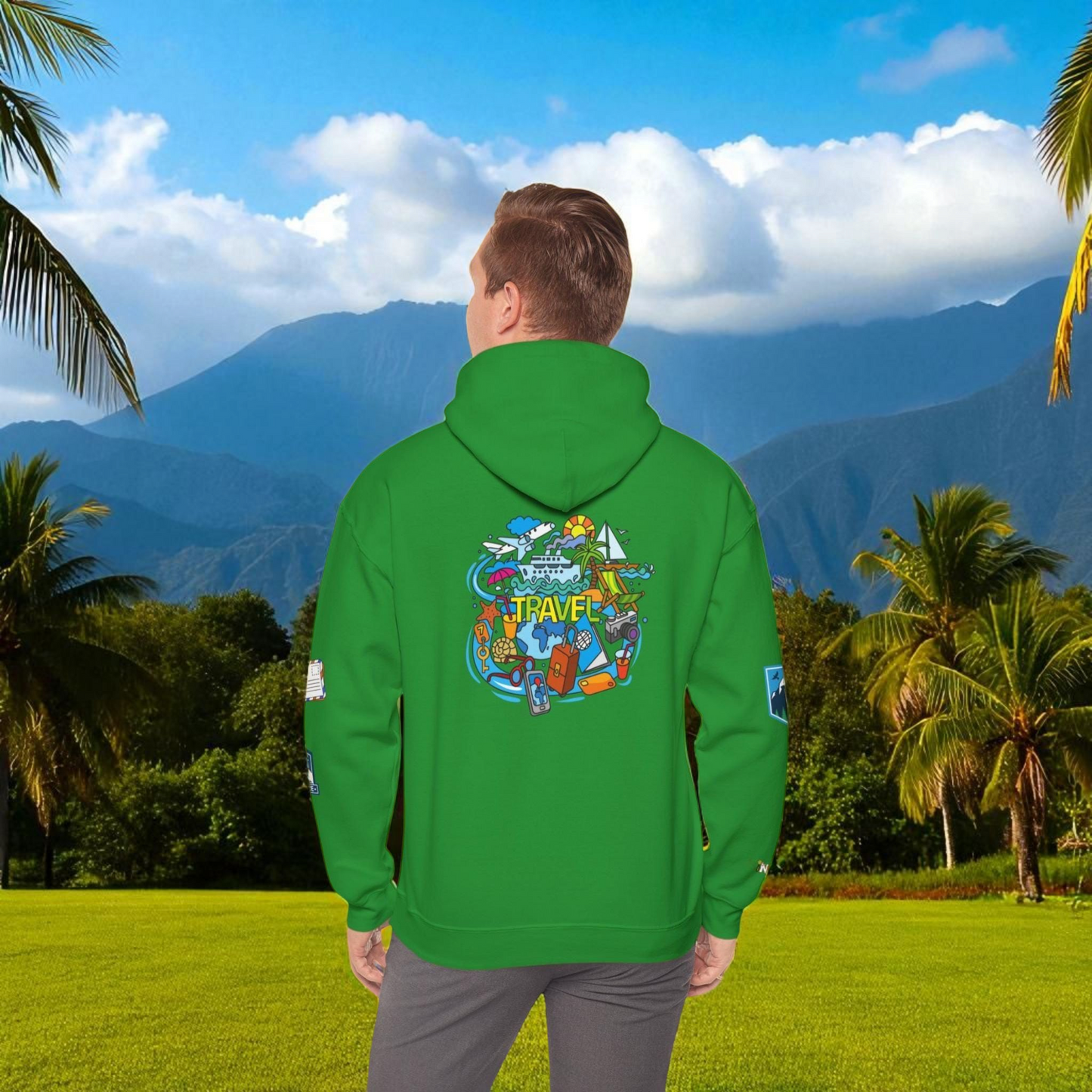 Vacation Theme Graphic Unisex Hoodie, Travel Enthusiast Sweatshirt