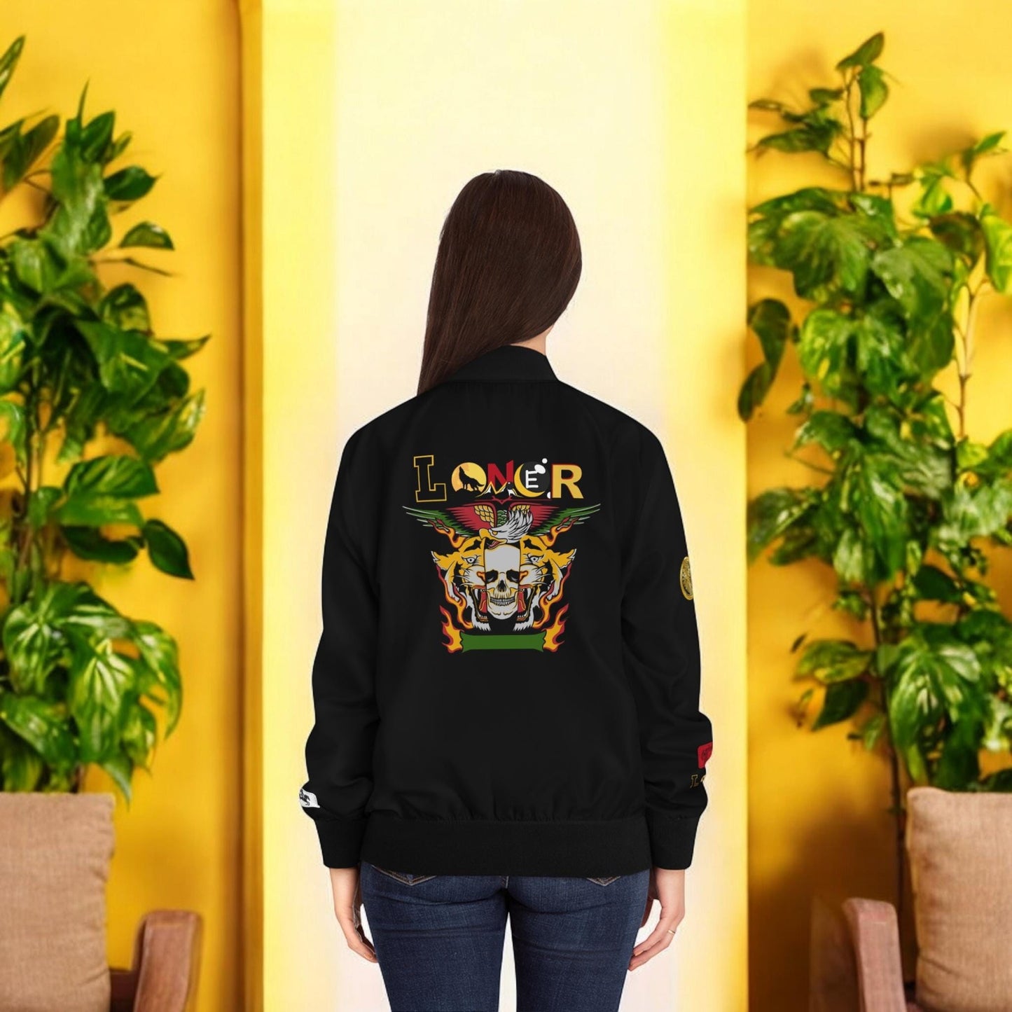 Tiger Graphic Bomber Jacket, Illusion Art All Over Print Women's Outerwear