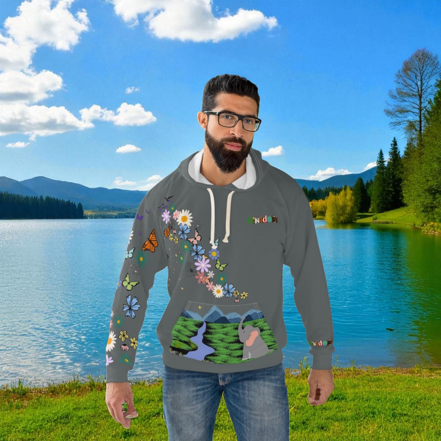 Elephant Floral Unisex Pullover Hoodie, Graphic Sweatshirt, Animal Lover Gift