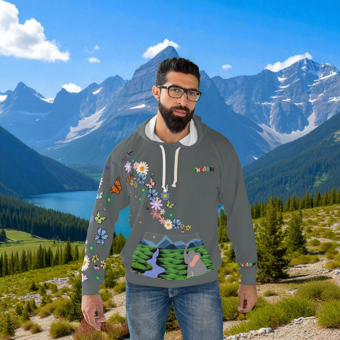 Elephant Floral Unisex Pullover Hoodie, Graphic Sweatshirt, Animal Lover Gift