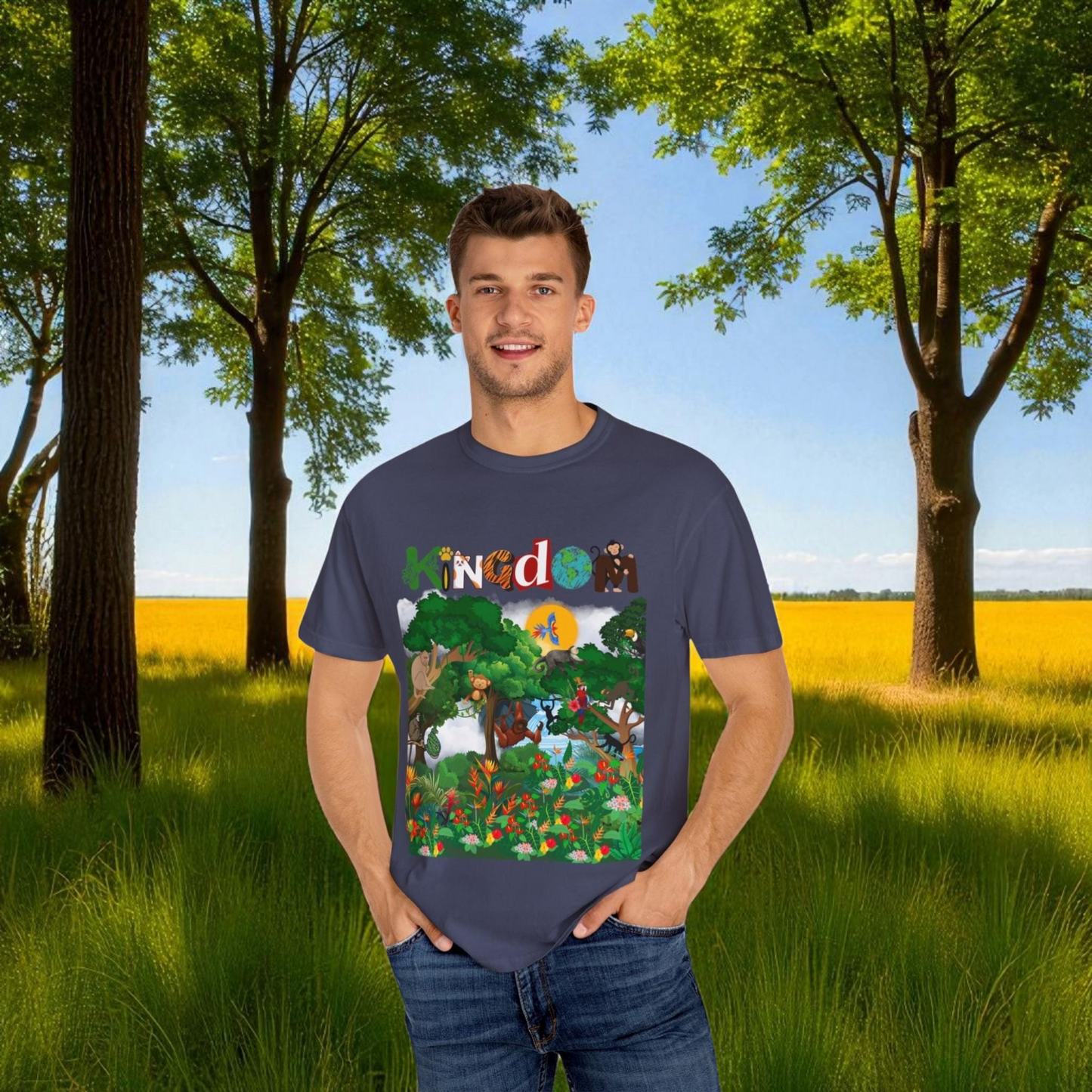 Monkey Graphic Jungle Animals T-shirt, Wildlife Lover Tee, Safari Theme Shirt
