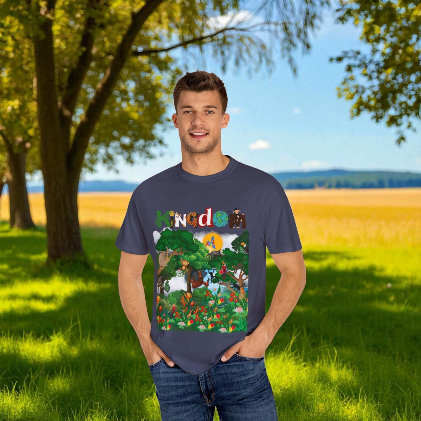 Monkey Graphic Jungle Animals T-shirt, Wildlife Lover Tee, Safari Theme Shirt
