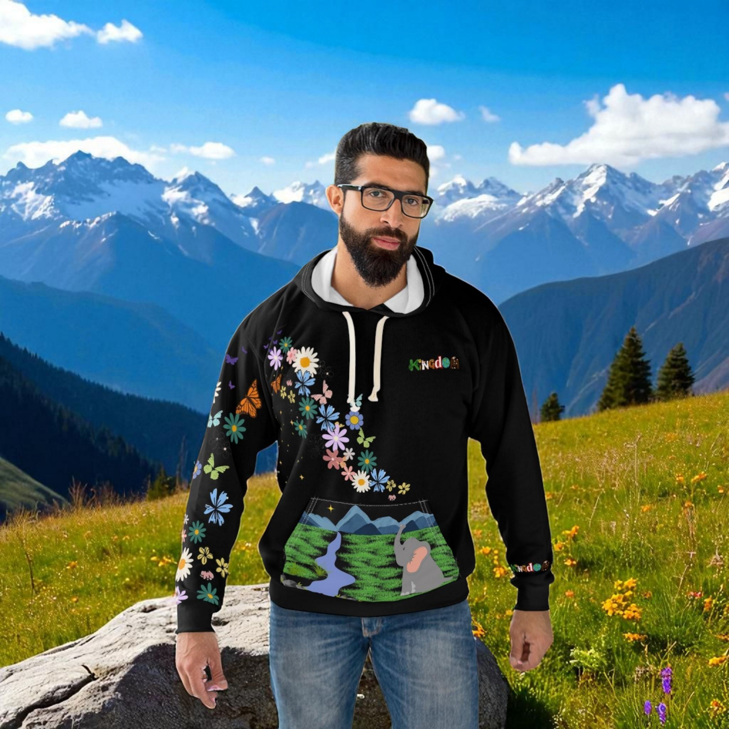 Elephant Floral Unisex Pullover Hoodie, Graphic Sweatshirt, Animal Lover Gift
